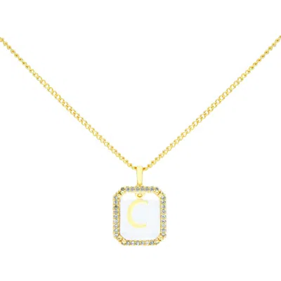 LA MENO LA MENO CRYSTAL LETTER SQUARE PENDANT NECKLACE