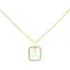 La Meno Crystal Letter Square Pendant Necklace In Gold