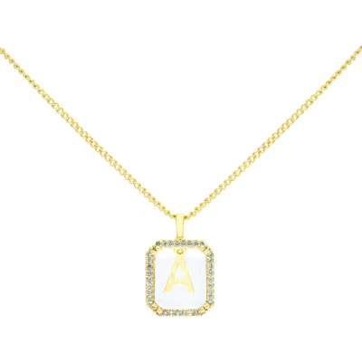LA MENO LA MENO CRYSTAL LETTER SQUARE PENDANT NECKLACE