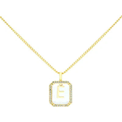 LA MENO LA MENO CRYSTAL LETTER SQUARE PENDANT NECKLACE