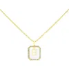 La Meno Crystal Letter Square Pendant Necklace