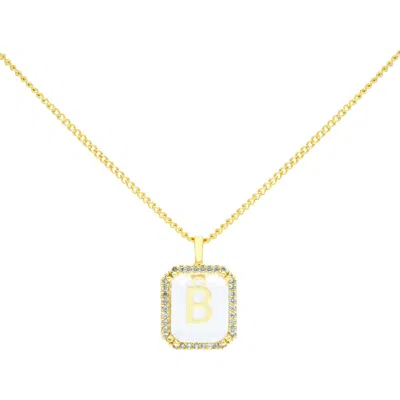 LA MENO LA MENO CRYSTAL LETTER SQUARE PENDANT NECKLACE