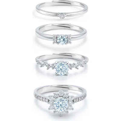 La Meno Cubic Zirconia Set Of 4 Rings In Gray