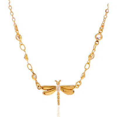 La Meno Dragonfly Kiss Necklace In Gold
