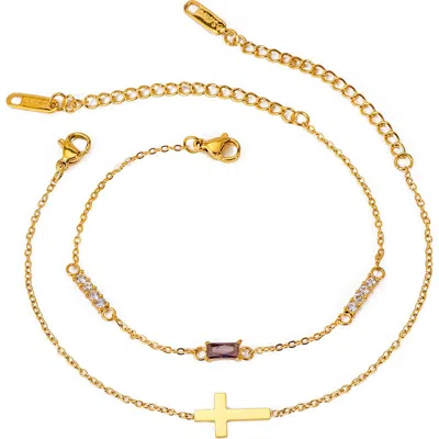 La Meno Faith Set Of 2 Layering Bracelets In Gold