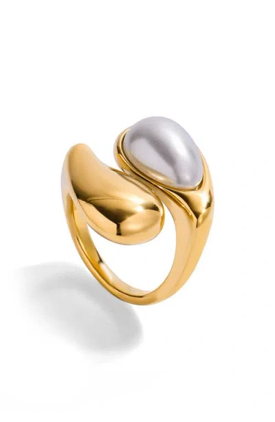 La Meno Faux Pearl Abstract Ring In Multi