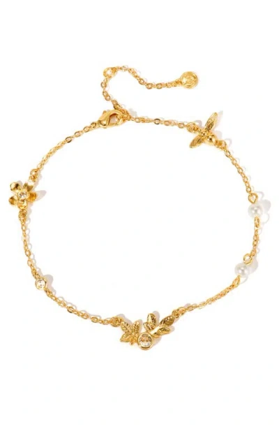 La Meno Faux Pearl Hive Bracelet In Gold