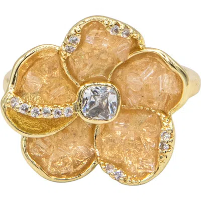 La Meno Flower Statement Ring In Gold