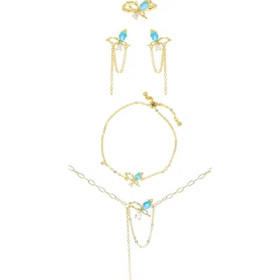 La Meno Flying Butterfly 4-piece Jewelry Set In Gold