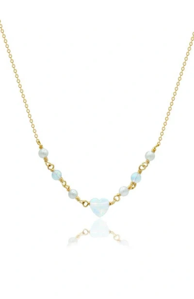 La Meno Freshwater Pearl & Opal Pendant Necklace