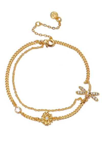La Meno Garden Whisper Daisy Bloom Double Necklace In Gold
