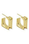 La Meno Golden Glow Square Earrings In Gold
