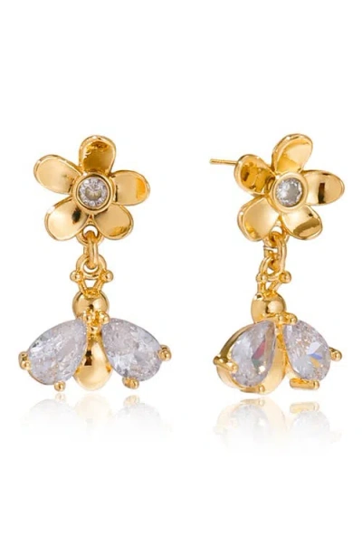 La Meno Golden Honey Drop Earrings In Metallic