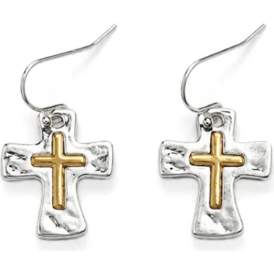 La Meno Grace Cross Drop Earrings In Multi