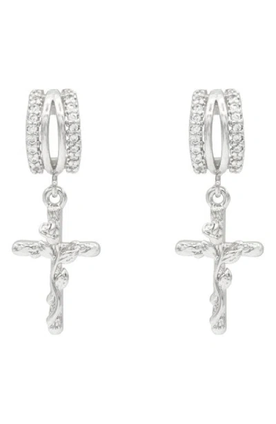 La Meno Inner Hope Hoop Earrings In Silver