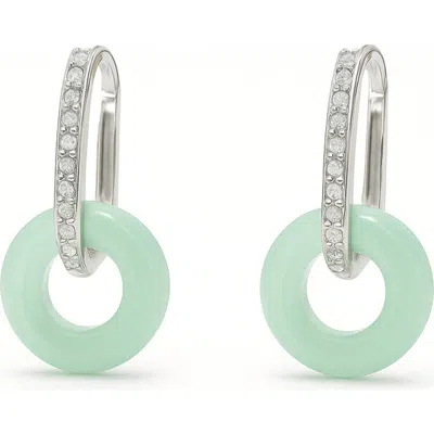 La Meno Jade Disc Hoop Earrings In Metallic