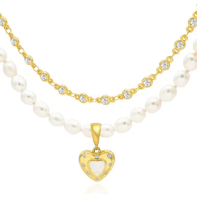 La Meno Lolita Two-strand Freshwater Pearl Pendant Necklace In Multi