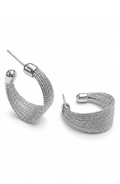 La Meno Mesh Hoop Earrings In Silver
