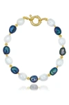 La Meno Midnight Pearl Bracelet In Multi