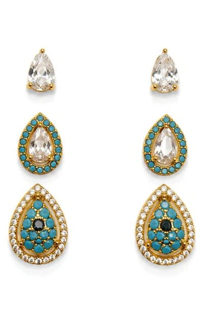 La Meno Oasis Set Of 3 Drop Earrings In Multi