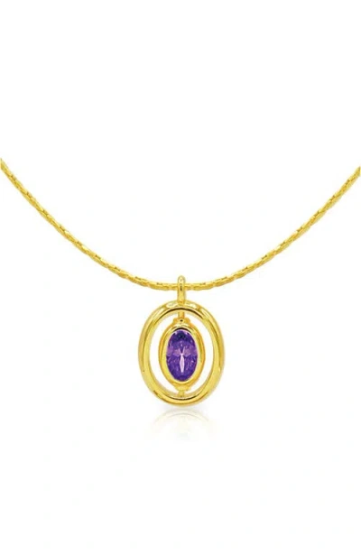 La Meno Oval Birthstone Pendant Necklace In Gold