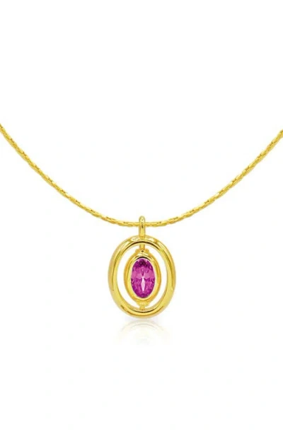 La Meno Oval Birthstone Pendant Necklace In Gold