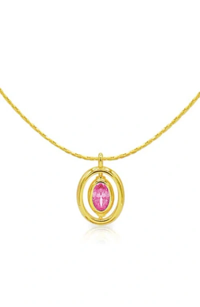 La Meno Oval Birthstone Pendant Necklace In Gold