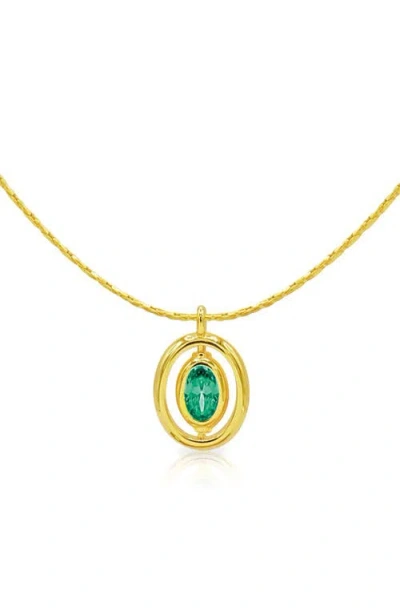 La Meno Oval Birthstone Pendant Necklace In Gold