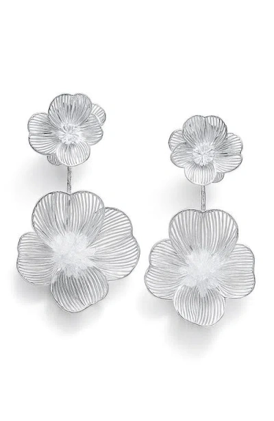 La Meno Petal Blossom Statement Drop Earrings In Pink