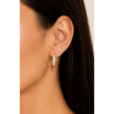 La Meno Radiant Crystal Hoop Earrings In Gold