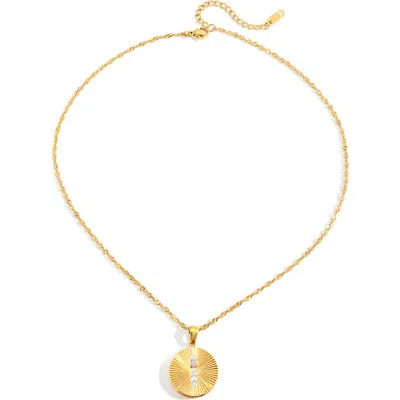 La Meno Radiant Disc Pendant Necklace In Gold