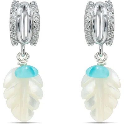 La Meno Sea Mist Mother-of-pearl Drop Earrings In Silver