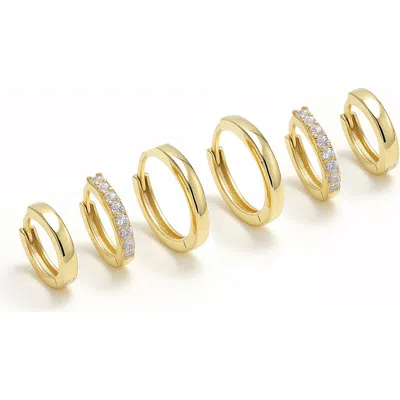 La Meno Set Of 3 Elevated Classic Hoop Earrings In Gold