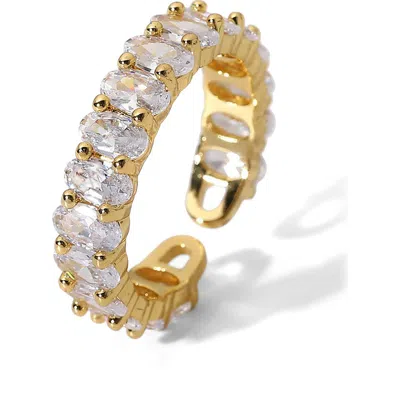 La Meno Shimmer Stack Cubic Zirconia Ring In Gold