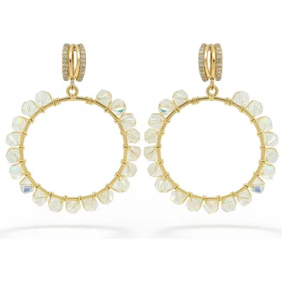 La Meno Starlit Crystal Hoop Earrings In Orange