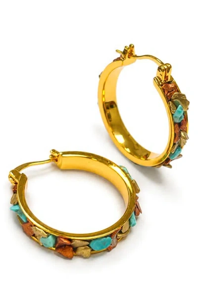 La Meno Turquoise Hoop Earrings In Multi