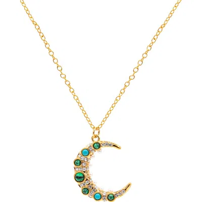 La Meno Turquoise Moon Pendant Necklace In Transparent