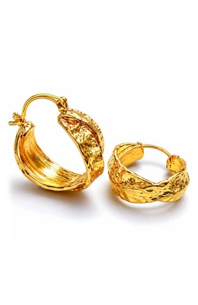 La Meno Twisted Wave Hoop Earrings In Gold