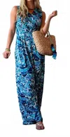 La Mer Luxe Winifred Jumpsuit In Multi Blue Monaco In Blue