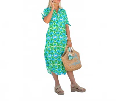 La Mer Luxe Women's Short Sleeve Hailey Midi Dress In Cyan Emerald Croatia In Multi