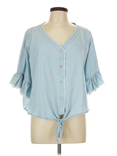 Pre-owned La Miel 3/4 Sleeve Blouse In Blue