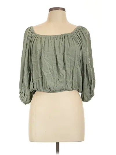 Pre-owned La Miel 3/4 Sleeve Blouse In Green