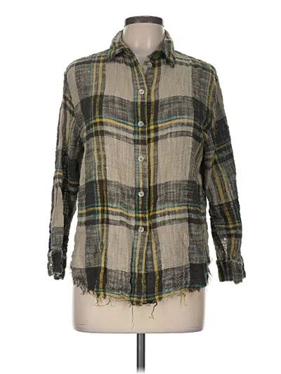 Pre-owned La Miel 3/4 Sleeve Button Down Shirt In Green