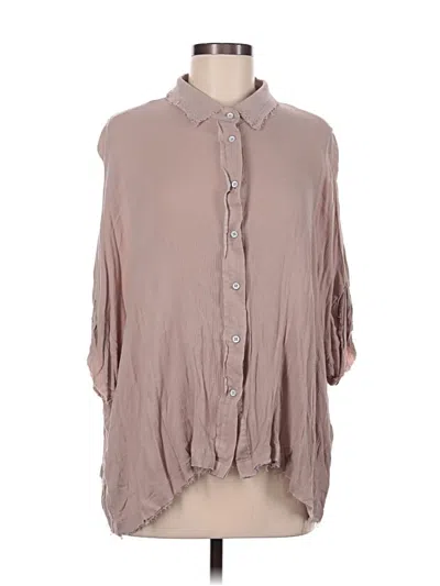 Pre-owned La Miel 3/4 Sleeve Button Down Shirt In Tan