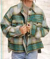 La Miel Brushed Plaid Jacket In Emerald In Gold
