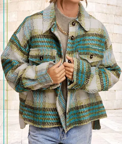 La Miel Brushed Plaid Jacket In Emerald In Gold