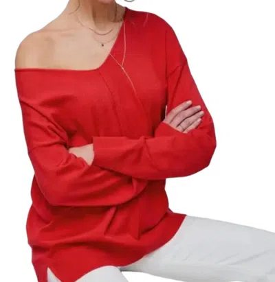 La Miel Buttery Soft Fine Gauge Sweater In Red