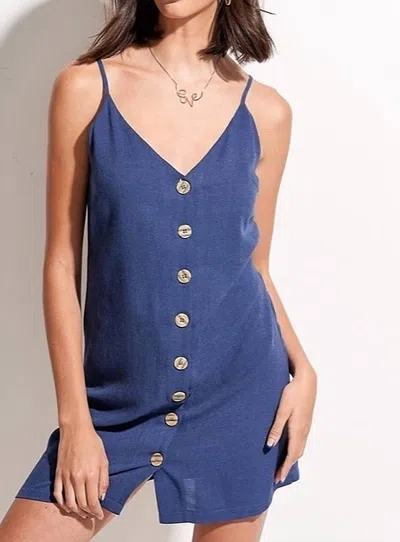 La Miel Button Down Mini Dress In Denim Blue