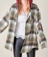 LA MIEL FLANNEL WITH HOOD BUTTON-UP IN TEAL