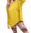La Miel High Low Stretchy Loose Fit Long Sleeve Top In Mustard In Yellow